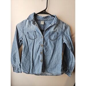 Osh‎ Kosh B'Gosh Girls Denim Wash Button Up Long Sleeve Sz 10